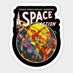 Vintage Outer Space Action Comic Magnet