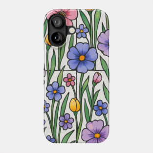 Stained Glass Inspired Wildflowers Phone Case