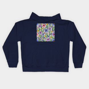 Stained Glass Inspired Wildflowers Kids Hoodie