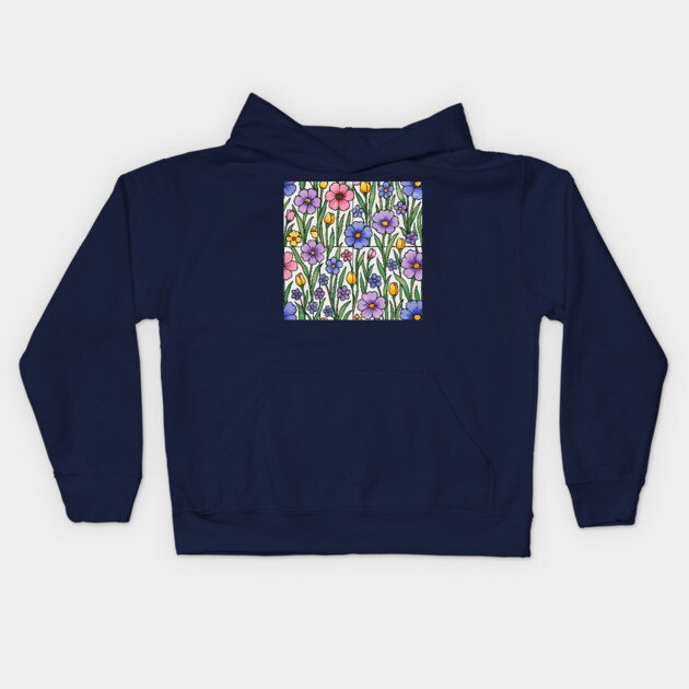 Stained Glass Inspired Wildflowers Kids Hoodie by DonWillisJrArt