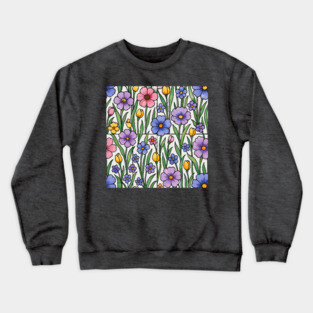 Stained Glass Inspired Wildflowers Crewneck Sweatshirt