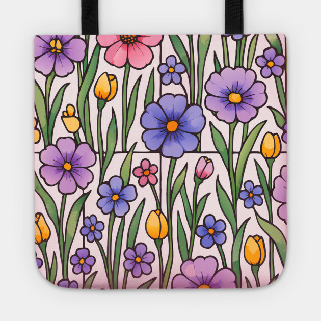 Stained Glass Inspired Wildflowers Tote by DonWillisJrArt