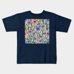 Stained Glass Inspired Wildflowers Kids T-Shirt