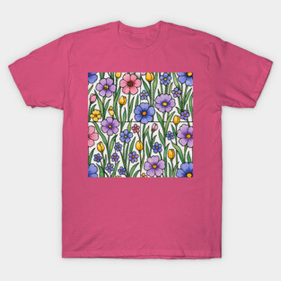 Stained Glass Inspired Wildflowers T-Shirt