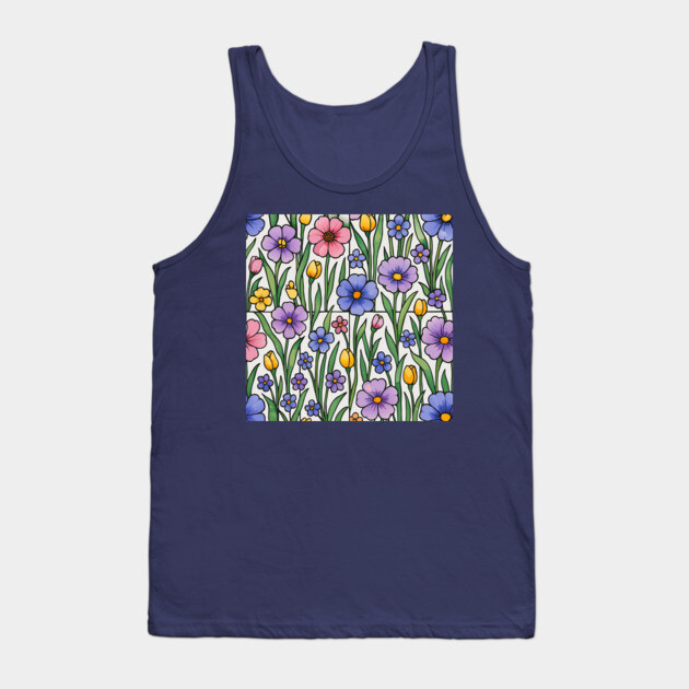 Stained Glass Inspired Wildflowers Tank Top by DonWillisJrArt