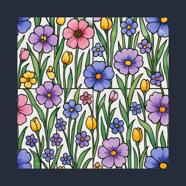 Stained Glass Inspired Wildflowers by DonWillisJrArt