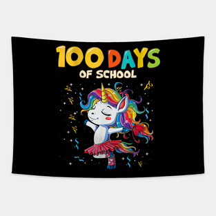 100 Days School Unicorn Girl Tapestry