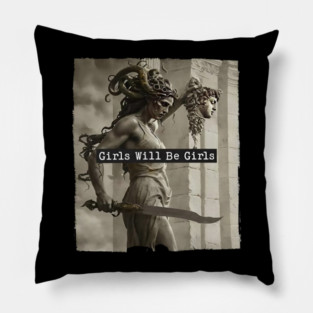 Girls Will Be Girls Retro Pillow