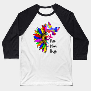 Free Mom Hugs Rainbow Heart LGBT Flag LGBT Pride Month T-Shirt Baseball T-Shirt