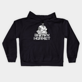BLACK WHITE BROWN HORNET Kids Hoodie