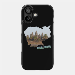 Cambodia Outline with Angkor Wat Phone Case