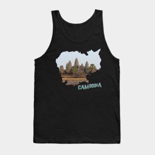 Cambodia Outline with Angkor Wat Tank Top