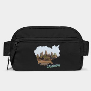 Cambodia Outline with Angkor Wat Bag