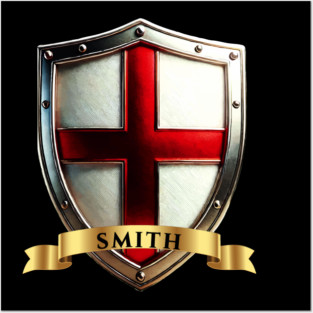 Smith English Pride Shield St Georges Cross & Name Banner Posters and Art