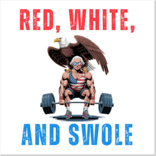 Red, White, and Swole George Washington deadlift funny Posters and Art