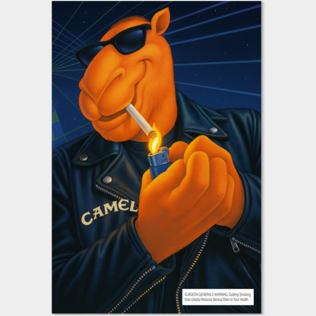 Retro Joe Camel Smoking Ad Poster – Cool Vintage Cigarette Mascot Art Wall Art by Shit Post Hero
