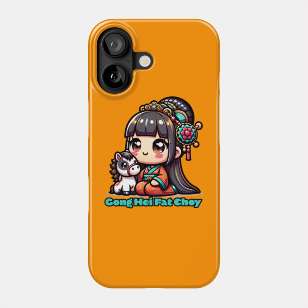 Kawaii Chinese New Year Horse and Girl Phone Case by HolidayBug