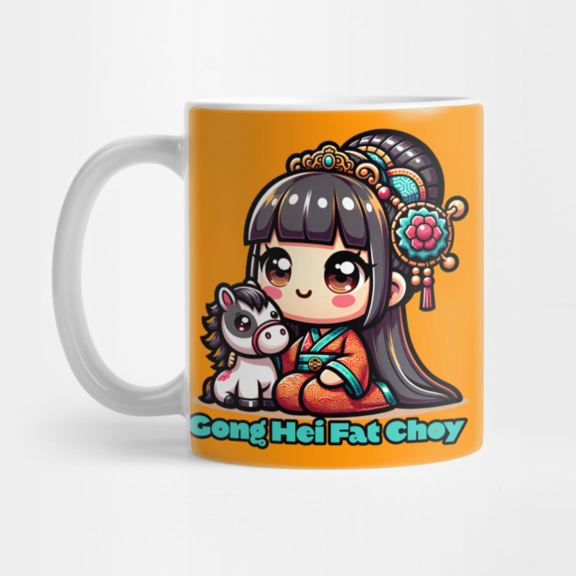 Kawaii Chinese New Year Horse and Girl by HolidayBug