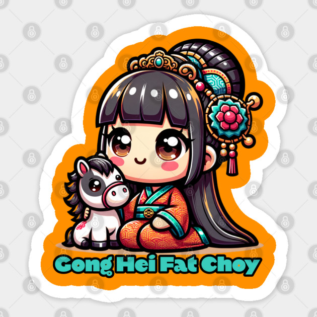 Kawaii Chinese New Year Horse and Girl Sticker by HolidayBug
