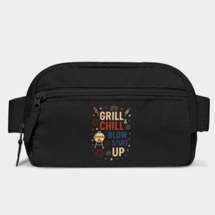 Grill Chill & Blow Stuff Up – Funny Patriotic BBQ Fireworks Design Bag