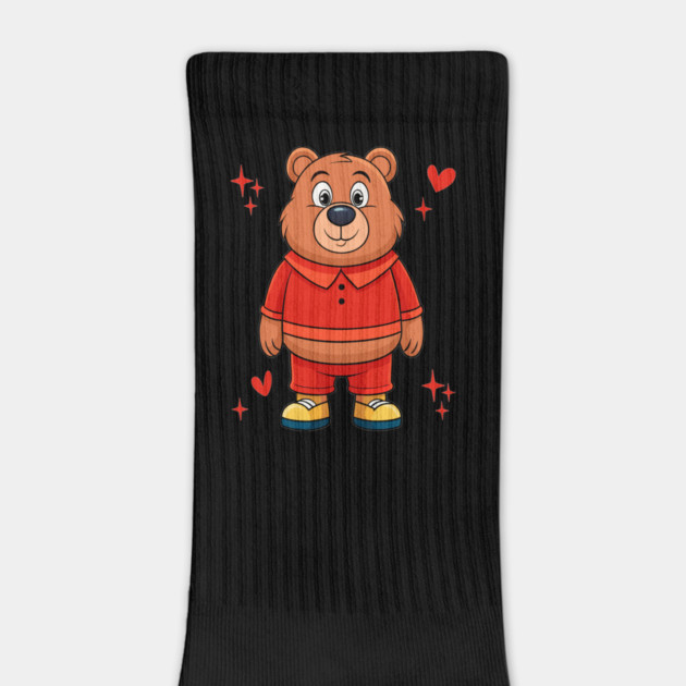 Cartoon Bear in Red Cute Funny Animal Character Design by ArtistTee ⭐⭐⭐⭐⭐