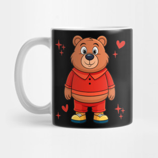 Cartoon Bear in Red Cute Funny Animal Character Design Mug