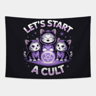 Occult Cats Summon Let's Start A Cult Tapestry