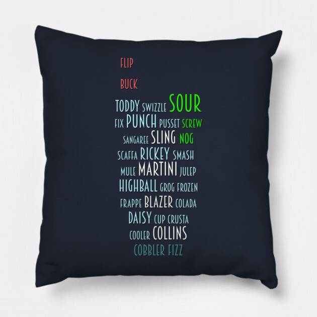 Cocktail types Pillow by Dr. Cork