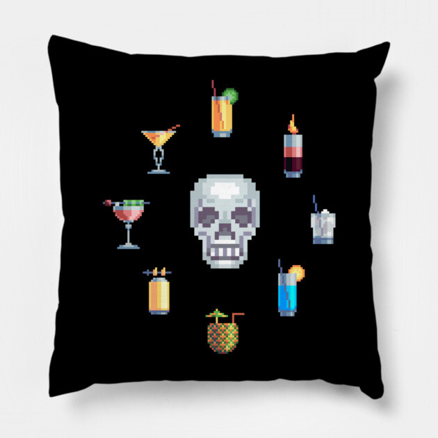 Skull & Cocktails Pillow by Dr. Cork
