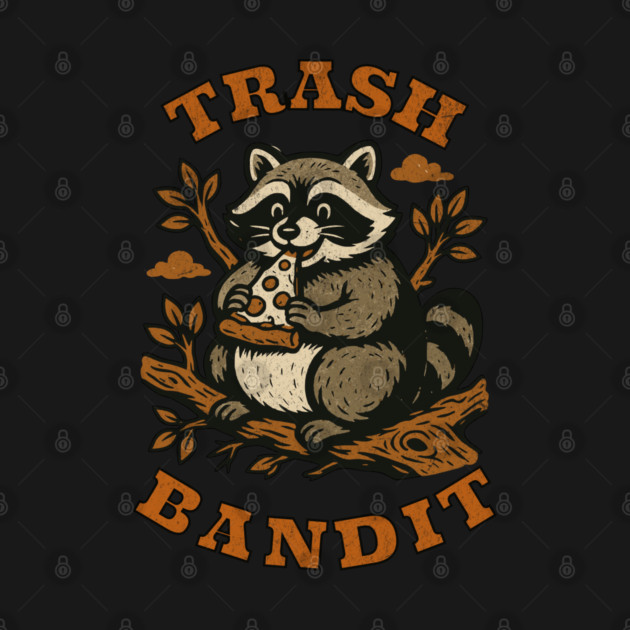 Trash Bandit Funny Raccoon Eating Pizza Cartoon Humor by Yesteeyear