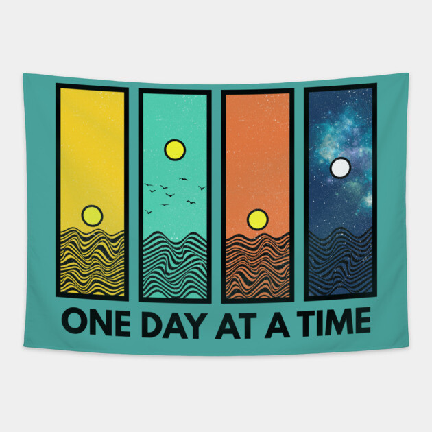 One Day at a Time Inspirational Design Tapestry by casualteesinc