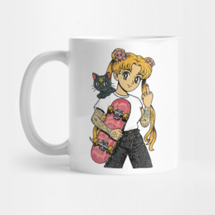 Skater Sailor From Hell – Edgy Anime Skateboard Girl Mug