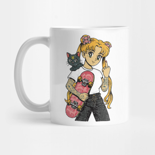 Skater Sailor From Hell – Edgy Anime Skateboard Girl by Wrongteeshirt