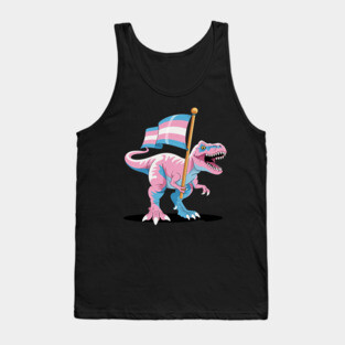 Transgender Dinosaur T-Rex Trans LGBT Pride Flag Pronouns Tank Top