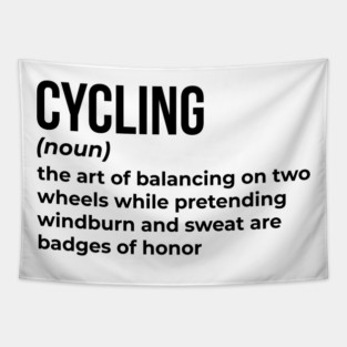 Cycling Funny Definition - Black Text Tapestry