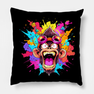 Crazy Funky Angry Monkey Pillow