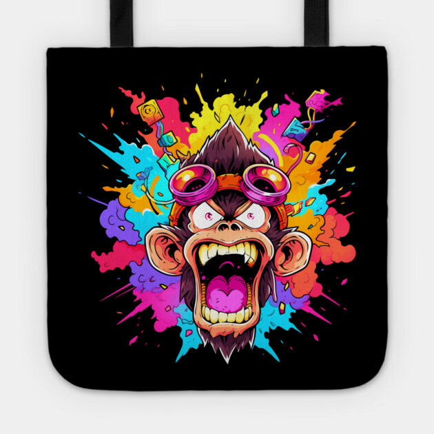 Crazy Funky Angry Monkey Tote by Atomic Prophet