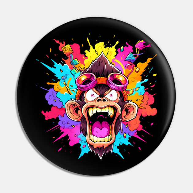 Crazy Funky Angry Monkey Pin by Atomic Prophet