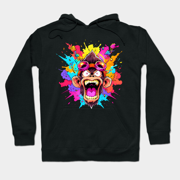 Crazy Funky Angry Monkey Hoodie by Atomic Prophet