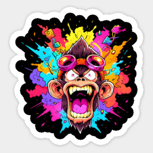 Crazy Funky Angry Monkey Sticker