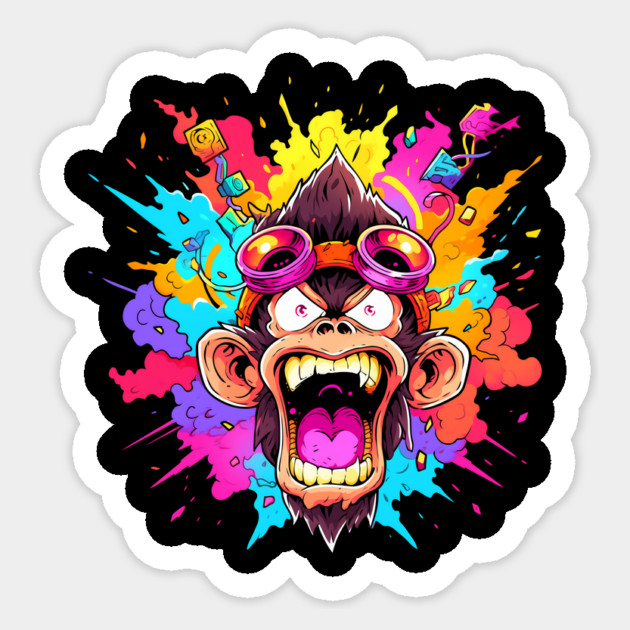 Crazy Funky Angry Monkey Sticker by Atomic Prophet