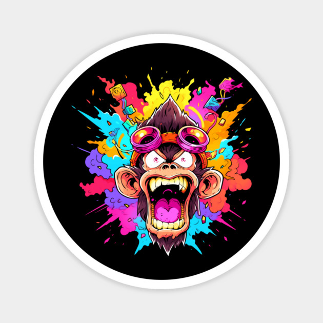 Crazy Funky Angry Monkey Magnet by Atomic Prophet