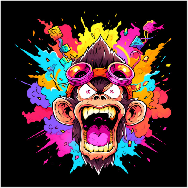 Crazy Funky Angry Monkey Wall Art by Atomic Prophet