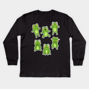 Dancing Frog frogs dancing dance dancer music meme musician Kids Long Sleeve T-Shirt