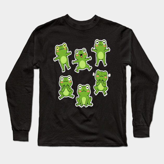 Dancing Frog frogs dancing dance dancer music meme musician Long Sleeve T-Shirt by OUTFITPAW