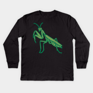 Stay Mantis Chill – Praying Mantis Minimalist Design Kids Long Sleeve T-Shirt