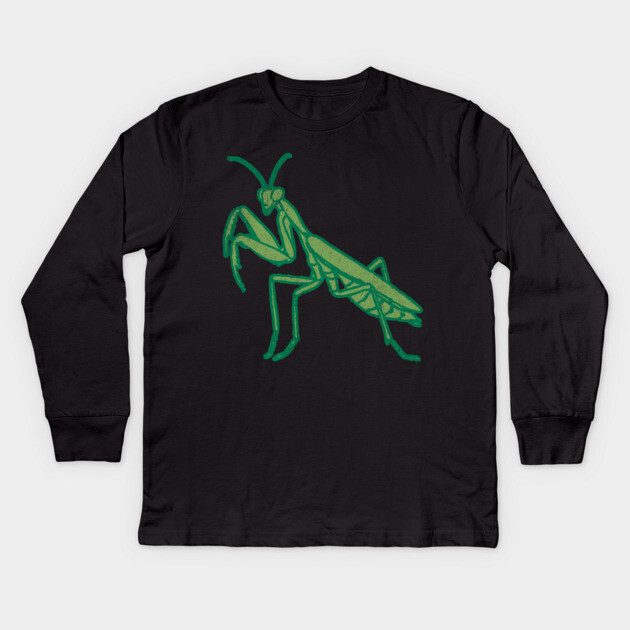 Stay Mantis Chill – Praying Mantis Minimalist Design Kids Long Sleeve T-Shirt by DonWillisJrArt