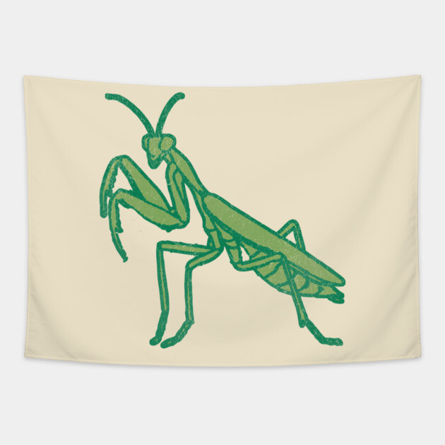 Stay Mantis Chill – Praying Mantis Minimalist Design Tapestry by DonWillisJrArt