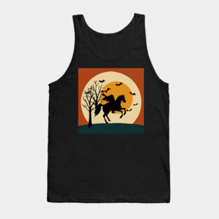 Headless Horseman Halloween Night – Vintage Spooky Sunset Scene Tank Top
