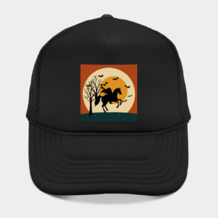 Headless Horseman Halloween Night – Vintage Spooky Sunset Scene Hat